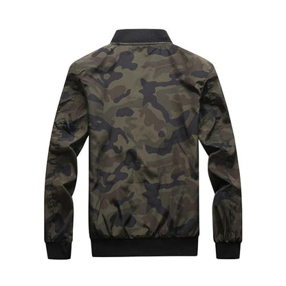 Björn™ | Herrer Camouflage Bomberjakke Med Lynlås Og Ærmelomme | Let Vindafvisende Streetwear Mellemsæson Jakke