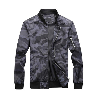 Björn™ | Herrer Camouflage Bomberjakke Med Lynlås Og Ærmelomme | Let Vindafvisende Streetwear Mellemsæson Jakke