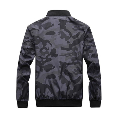 Björn™ | Herrer Camouflage Bomberjakke Med Lynlås Og Ærmelomme | Let Vindafvisende Streetwear Mellemsæson Jakke
