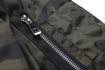 Björn™ | Herrer Camouflage Bomberjakke Med Lynlås Og Ærmelomme | Let Vindafvisende Streetwear Mellemsæson Jakke