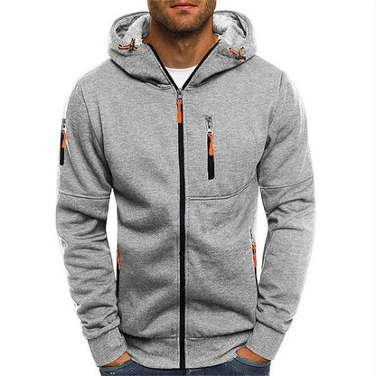 Rayan | Sporty Hoodie Med Lynlås Og Kontrasterende Lommer Herrer