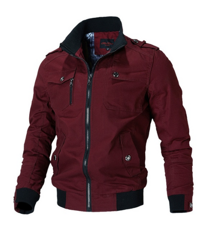 Zelus™ | Herrer Stilfuld Jakke med Militært Design, Høj Krave og Urban Flair