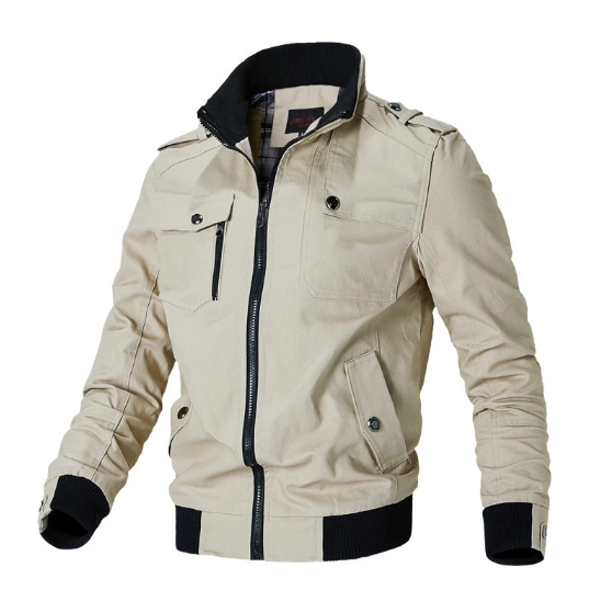 Zelus™ | Herrer Stilfuld Jakke med Militært Design, Høj Krave og Urban Flair