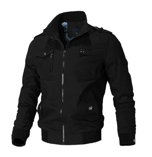 Zelus™ | Herrer Stilfuld Jakke med Militært Design, Høj Krave og Urban Flair