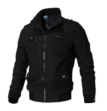 Zelus™ | Herrer Stilfuld Jakke med Militært Design, Høj Krave og Urban Flair