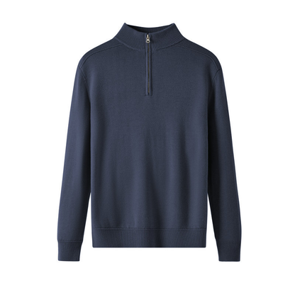 Marcéon™ | Herre Striktrøje med Half-Zip | Stilfuld Pullover med Ståkrave og Fin Strikkestruktur