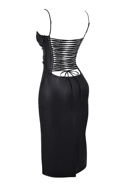 Valena | Bodycon Midi-Kjole i Vegansk Læder til Damer