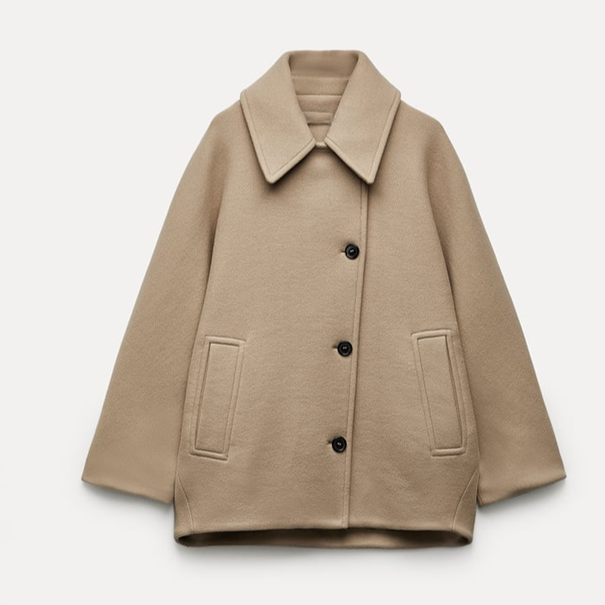 Eloisa™ | Damer Oversized Uldmix Frakke | Luksus & Knaplukning