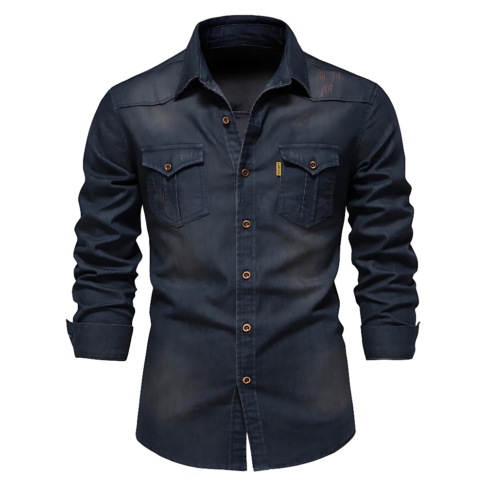 Rafael | Denimskjorte til Herrer | Slim Fit i Westernstil i Sort eller Blå