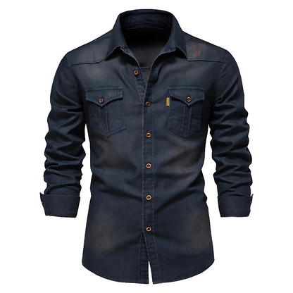 Rafael | Denimskjorte til Herrer | Slim Fit i Westernstil i Sort eller Blå