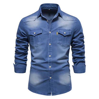 Rafael | Denimskjorte til Herrer | Slim Fit i Westernstil i Sort eller Blå