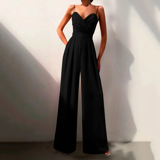 Solayna™ | Stropløs Jumpsuit Damer Elegant | Chic One-Piece med Sweetheart Top og Vide Ben til Fest eller Bryllup