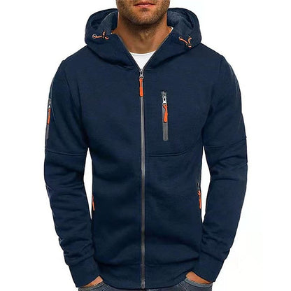 Rayan | Sporty Hoodie Med Lynlås Og Kontrasterende Lommer Herrer